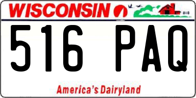 WI license plate 516PAQ