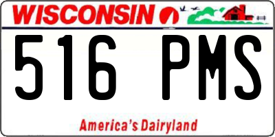 WI license plate 516PMS