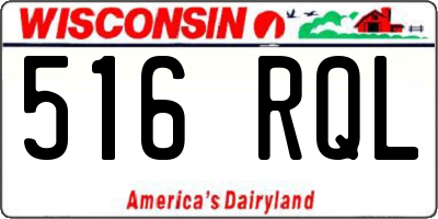 WI license plate 516RQL