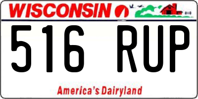 WI license plate 516RUP