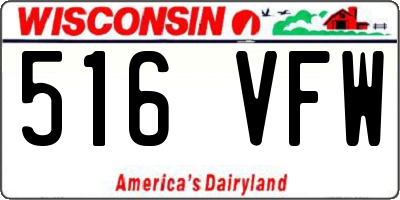 WI license plate 516VFW