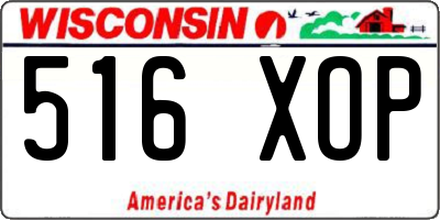WI license plate 516XOP