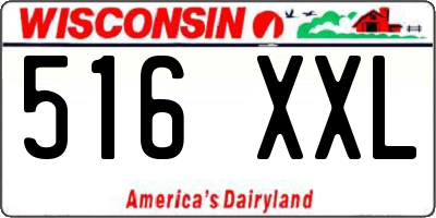 WI license plate 516XXL