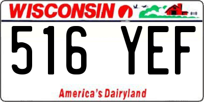WI license plate 516YEF