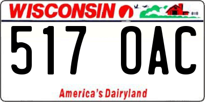 WI license plate 517OAC