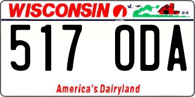 WI license plate 517ODA