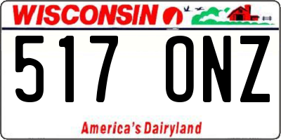 WI license plate 517ONZ