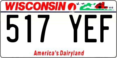 WI license plate 517YEF