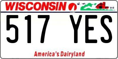 WI license plate 517YES