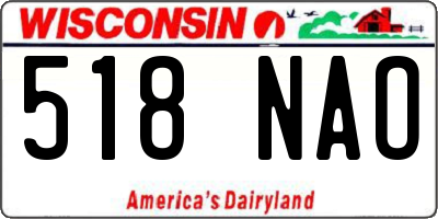 WI license plate 518NAO