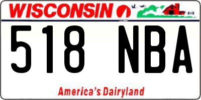 WI license plate 518NBA