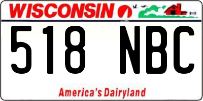 WI license plate 518NBC