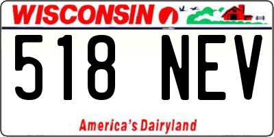 WI license plate 518NEV