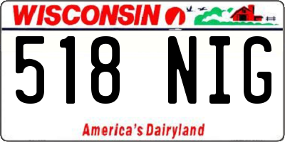 WI license plate 518NIG