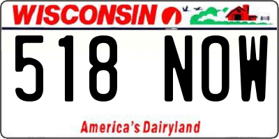 WI license plate 518NOW