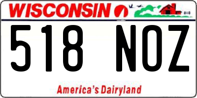 WI license plate 518NOZ