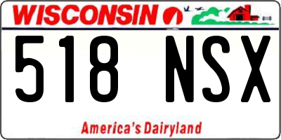WI license plate 518NSX