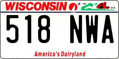 WI license plate 518NWA