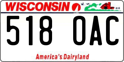 WI license plate 518OAC