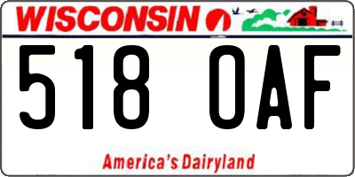 WI license plate 518OAF