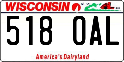 WI license plate 518OAL