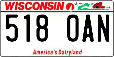 WI license plate 518OAN