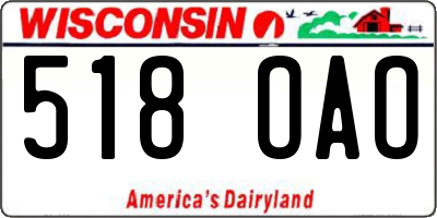 WI license plate 518OAO