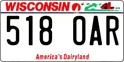 WI license plate 518OAR