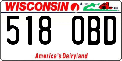 WI license plate 518OBD