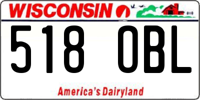 WI license plate 518OBL