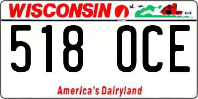 WI license plate 518OCE