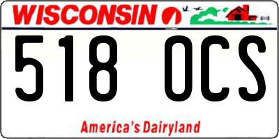 WI license plate 518OCS
