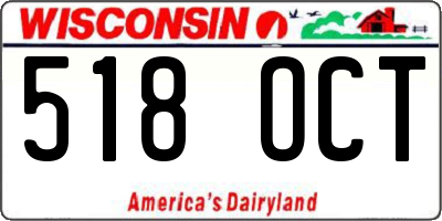 WI license plate 518OCT