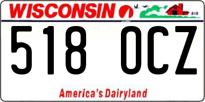 WI license plate 518OCZ