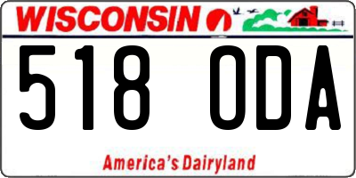 WI license plate 518ODA