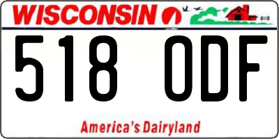 WI license plate 518ODF