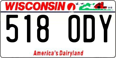 WI license plate 518ODY
