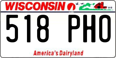 WI license plate 518PHO