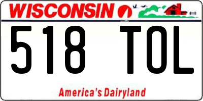 WI license plate 518TOL