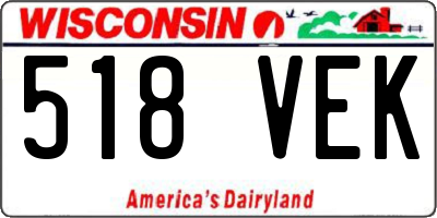 WI license plate 518VEK