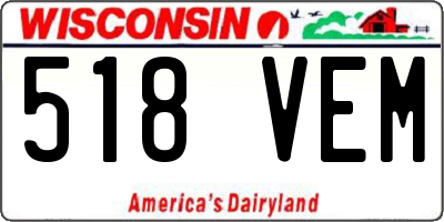 WI license plate 518VEM