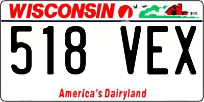 WI license plate 518VEX