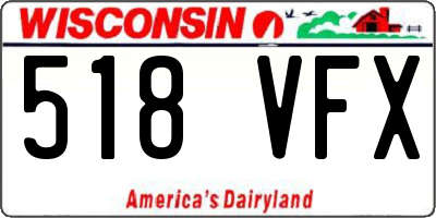 WI license plate 518VFX