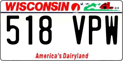 WI license plate 518VPW