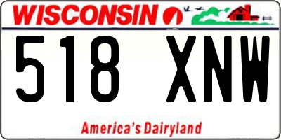 WI license plate 518XNW