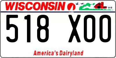 WI license plate 518XOO