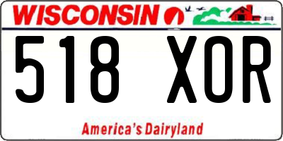 WI license plate 518XOR