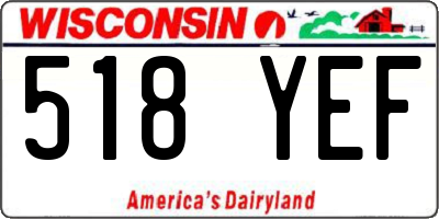 WI license plate 518YEF