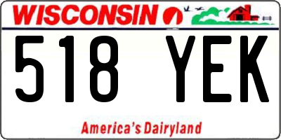 WI license plate 518YEK