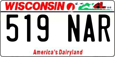 WI license plate 519NAR